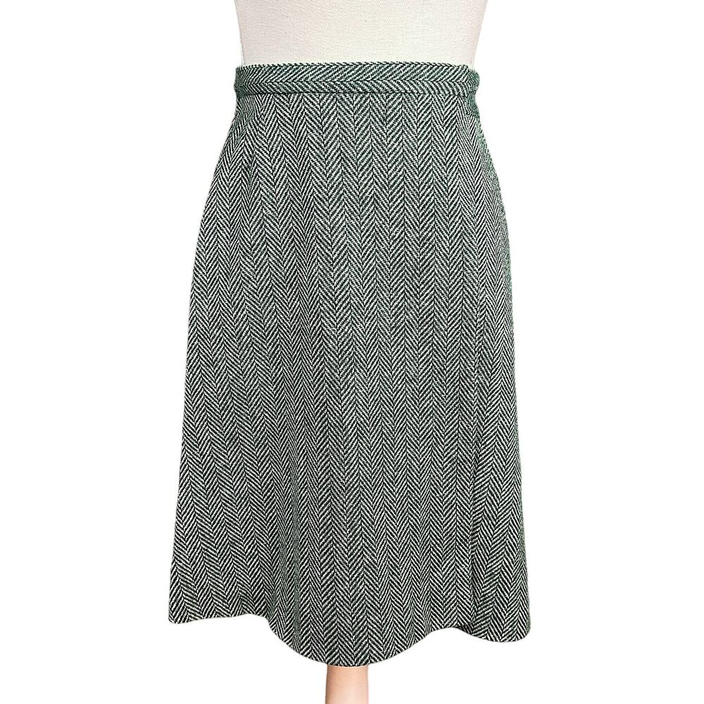 Vintage Union-Made Academia Herringbone Wool Wrap Skirt - Picture 3 of 8